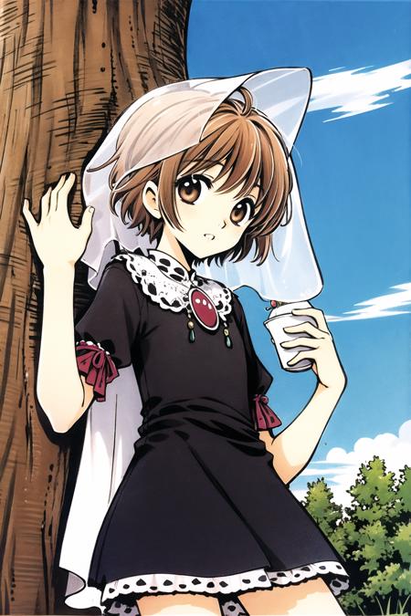 04757-137938357-Tsubasa,1girl,  brown hair, dress, veil, brown eyes, tree, short hair,.png